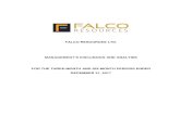 FALCO RESOURCES LTD. … · December 31, 2017, Osisko Gold Royalties Ltd (“Osisko”), a shareholder with significant influence over the Company and therefore a related party, owns