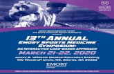 Emory Sports Medicine Center and Emory …...Emory Sports Medicine Center and Emory University School of Medicine present 13th Annual Emory Sports Medicine Symposium: An Interactive