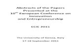 ECIE booklet 2015 - academic-conferences.org · Abstracts of the Papers Presented at the 10th European Conference on Innovation and Entrepreneurship ECIE 2015 The University of Genoa,