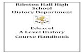 Ribston Hall High School History Department · 2 History at A Level Welcome to your study of A Level History at Ribston Hall High School. This booklet is intended to provide you with
