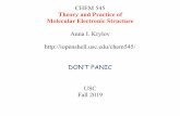 Theory and Practice of Molecular Electronic Structureiopenshell.usc.edu/chem545/lectures2019/Lecture2-CourseOverview.… · his development of the density-functional theory and to
