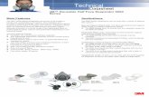 Technical Datasheet · 2012-02-08 · 3 sizes (small - 6100, medium - 6200, large - 6300) Face piece weight: 82 grams. Technical Applications Datasheet The 6000 Series Respirators