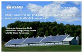 Policy incentives for grid-connected renewable energy ... · Policy incentives for grid-connected renewable energy investment in ASEAN countries USAID CLEAN POWER ASIA Wathanyu Amatayakul,