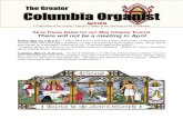 The Greater Columbia OrganistThe Greater Columbia Organist April 2019 A Publication of the Greater Columbia Chapter of the American Guild of Organists Save These Dates for our May