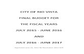 CITY OF RIO VISTA FINAL BUDGET FOR THE FISCAL YEARS JULY ... · Municipal Airport Beach Drive Sewer System NW Sewer System Sewer Fixed Asset Replacement Sewer System Construct Streets