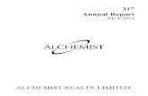 31st Annual Report - Alchemist Realty Report_2014-15.pdf · ALCHEMIST REALTY LIMITED CORPORATE INFORMATION CORPORATE IDENTITY NUMBER (CIN) : L21100MH1983PLC029471 Board of Directors