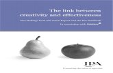 The link between creativity and effectiveness · The link between creativity and effectiveness appears to be driven to a significant degree by two important factors: 1. The preponderance