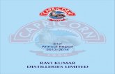 RAVI KUMAR DISTILLERIES LIMITED reports/RKDL_-_Annual_Report… · Excise, Hyderabad to consider Mr. R.V. Ravikumar s representation dated 23.01.2013 and 05.02.2013 before considering