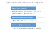 Definition of hypothyroidism in pregnancy · After delivery… •523 women without known thyroid disease. •65 (12.4%) with SCH during pregnancy defined as TSH greater than 3 mU/l.