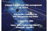 Lessons learned and risk management of JAXA · 2017-08-23 · Lessons learned from projects Recommended contents to project lessons learned 1. What project / subsystem manager planned