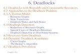 6. Deadlocksdillenco/compsci143a/notes/ch06.pdf · 6. Deadlocks 6.1 Deadlocks with Reusable and Consumable Resources 6.2 Approaches to the Deadlock Problem . 6.3 A System Model –