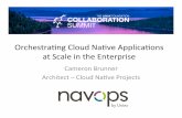Orchestrang Cloud Nave Applicaons at Scale in the Enterprise · Kubernetes Navops HTTP Clients Web App Pods NavopsRule Engine Local Kubernetes Node GCE Kubernetes Nodes Monitor Scale