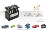 48V Battery System Design for Mild Hybrid …...Custom Battery Solution for 48V Mild Hybrids 0 5 10 15 20 25 0 5 10 15 20 25 LTO NMC A123 UltraPhosphate [m] Ω] Solution Comparison