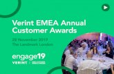 Verint EMEA Annual Customer Awards · Verint EMEA Annual Customer Awards 28 November 2019 ... achieved using not only our solutions, but combining them with a tireless customer focus