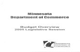 inne a m n • of mm .. re - 91st Minnesota Legislature · ~ fCOMMERCE . Our Mission • Ensure equitable commercial and financial transactions and reliable utility services. •