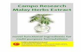 Campo Research Malay Herbs Extract - -Glenn Corp-€¦ · CAMPO RESEARCH PTE LTD Level 30, 6 Battery Road, Singapore 049909 Tel: (65) 63833203 / 202 / 63833631 Direct Fax (65) 63833632
