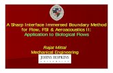 A Sharp Interface Immersed Boundary Method for Flow, FSI ... · A Sharp Interface Immersed Boundary Method for Flow, FSI & Aeroacoustics II: Application to Biological Flows Rajat