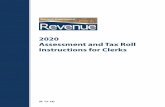 2020 Assessment and Tax Roll Instructions for Clerks Publications/pa502.pdf · Assessment and Tax Roll Instructions for Clerks Wsconsn eartent of eene By mid-October, DOR begins sending
