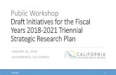 Workshop - draft initiatives for the 2018-2021 triennial ... · Public Workshop Draft Initiatives for the Fiscal Years 2018-2021 Triennial Strategic Research Plan JANUARY 26, 2018