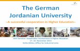 The German Jordanian University - HRK · 2015-01-21 · Main Features of the GJU Germany wide network of German partner Universities of Applied Sciences German-Jordanian Faculty Language