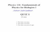 Physics 131- Fundamentals of Physics for Biologists I · Modeling in Physics Many of the models we use in intro physics are highly simplified (“toy models”) to let us focus on
