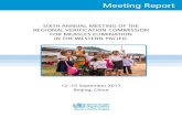 SIXTH ANNUAL MEETING OF THE REGIONAL VERIFICATION COMMISSION FOR MEASLES ELIMINATION ... · 2017-12-04 · This report has been prepared by the World Health Organization Regional