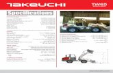 Product Features - Takeuchi US€¦ · Wheel Loader Specifications ® OPERATING PERFORMANCE Operating Weight Standard Machine with Bucket, Cab Tipping Load, Straight Tipping Load,
