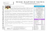 January 10, 2017 - wisebaptist.com January 10, 2017.pdf · s. Rev. Mike Winters Pastor Dr. Ray Jones, Jr. Pastor Emeritus WISE BAPTIST NEWS A PUBLICATION FOR MEMBERS AND FRIENDS OF