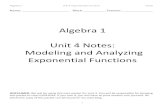 Algebra 1 Unit 4 Notes: Modeling and Analyzing Exponential ...€¦ · Algebra 1 Unit 4: Exponential Functions Notes 1 Name: _____ Block: _____ Teacher: _____ Algebra 1 Unit 4 Notes: