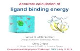 Accurate calculation of ligand binding energy€¦ · Challenge: Absolute binding free energies protein + ligand protein : ligand K eq ∆G0 =−kTln(K eqC ) C =1/1661˚A3 N ligands