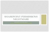 SHAREPOINT PERMISSIONS NIGHTMARE · Users imported from AD 33 permissions Site, List, DocLib, Item… Site Permissions (18) List Permissions (12) Personal Permissions ( 3) Sites Lists