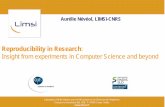 Reproducibility in Research - Projet MiRoRmiror-ejd.eu/.../uploads/sites/34/2016/10/Reproducibility-in-research.… · Reproducibility in Research: Insight from experiments in Computer
