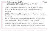 Welcome to SY25: Character Strengths Use At Work€¦ · Welcome to SY25: Character Strengths Use At Work ... (Peterson & Seligman, 2004) – 24 cross-culturally valued character