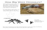 How Big Were Dinosaurs? - WordPress.com€¦ · How Big Were Dinosaurs? This footprint is 42” long, and 30” wide. It belonged to a titanosaur, which was about 98 feet long and
