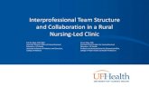 Interprofessional Team Structure and Collaboration in a ... · Interprofessional Team Structure and Collaboration in a Rural Nursing-Led Clinic. Amy V. Blue, PhD Associate Vice President