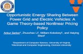 Opportunistic Energy Sharing Between Power Grid and ...hs6ms/publishedPaper/Conference/2017/ICDC… · Opportunistic Energy Sharing Between Power Grid and Electric Vehicles: A Game