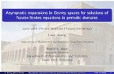 Asymptotic expansions in Gevrey spaces for solutions of ...lhoang/Presentations/2017-3-5-TTU-GevreyExpa… · Asymptotic expansions in Gevrey spaces for solutions of Navier-Stokes
