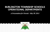 BURLINGTON TOWNSHIP SCHOOLS OPERATIONAL … Departments Overv… · BURLINGTON TOWNSHIP SCHOOLS OPERATIONAL DEPARTMENTS A Presentation for Parents - May 30, 2013. The Burlington Township