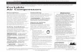 Portable Air Compressors Manual.pdf · Portable Air Compressors Drain Petcock Handle Pressure Switch Safety Valve Regulator Discharge Tube Check Valve Belt Guard Tank Breather/Dipstick