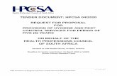 TENDER DOCUMENT: HPCSA 04/2020 REQUEST FOR PROPOSAL … · 4.4 Retention of Tenders All tenders submitted shall become the property of the HPCSA. The HPCSA will make all reasonable