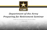 Department of the Army Preparing for Retirement …...To provide an overview of the planning needed to prepare for retirement. NOTE: This briefing is not designed to replace the Army