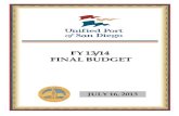 FY 13/14 FINAL BUDGET · Final Budget FY 13/14 Page 3 San Diego Unified Port District. Final Budget FY 13/14 Page 4 San Diego Unified Port District. THE SAN DIEGO UNIFIED PORT DISTRICT