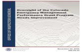 OIG-16-13 Oversight of the Colorado Emergency ......For Further Information: DHS OIG HIGHLIGHTS Oversight of the Colorado Emergency Management Performance Grant Program Needs Improvement
