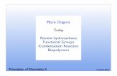 More Organic Today Review hydrocarbons Functional Groups Condensation Reaction Biopolymersvandenbout.cm.utexas.edu/courses/ch302s08/files/dvb... · 2018-08-24 · Functional Groups