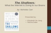 The Shallows...• The Shallows: What the Internet is Doing to Our Brains (2010); Pulitzer Prize Finalist in general non-fiction (2011) • Columnist, author: 67 articles, in 21 different
