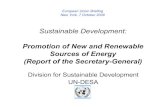 Promotion of New and Renewable Sources of Energy (Report ...energy diversification and an increase in the share of renewable energy in the global future energy supply. However, the