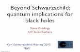 Beyond Schwarzschild: quantum implications for black holes · Beyond Schwarzschild: quantum implications for black holes Steve Giddings UC Santa Barbara Karl Schwarzschild Meeting