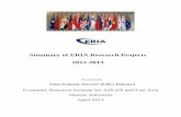 Summary of ERIA Research Projects 2012-2013 · Summary of ERIA Research Projects . 2012-2013 . Summarised By . Anita Prakash, Director (Policy Relation) Economic Research Institute