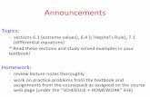 Announcements - McMaster Universityclemene/1LS3/lectures/1ls3_week7.pdf · Announcements Topics: - sections 7.1 (differential equations), 7.2 (antiderivatives), and 7.3 (the definite