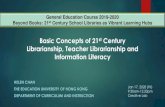 Librarianship, Teacher Librarianship and Information Literacy · Basic Concepts of 21st Century Librarianship, Teacher Librarianship and Information Literacy HELEN CHAN THE EDUCATION